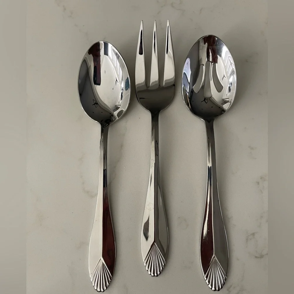 Heritage Mint LTD. 18/10 Stainless SERVING SET‎ Spoons and Fork Set of 3